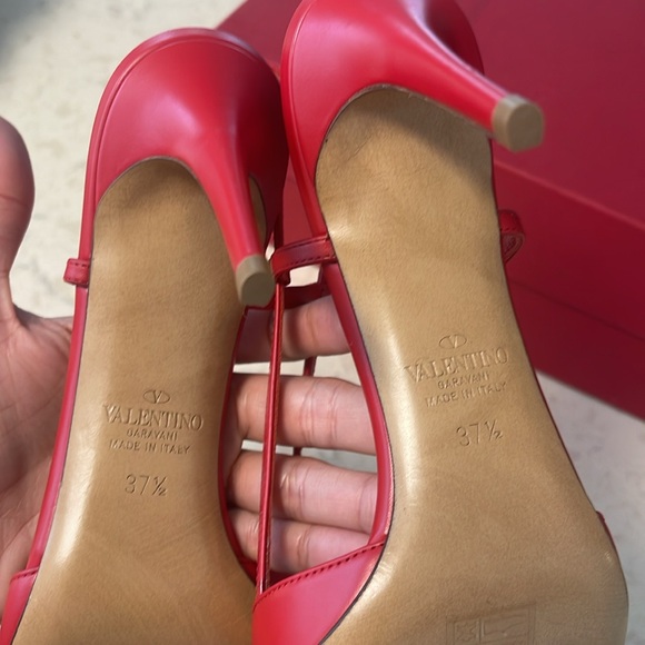 Valentino Leather V Logo Slingback Sandals Size 37.5 ♥️ - Picture 7 of 12